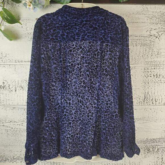 Vintage Merona Small Silk Blend Burnout Velvet Blouse Whimsigoth Dark Academia - Picture 6 of 10